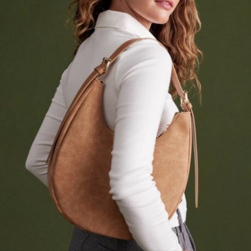 4th + Reckless Tan Faux Suede Crescent Bag ~ 🆕️